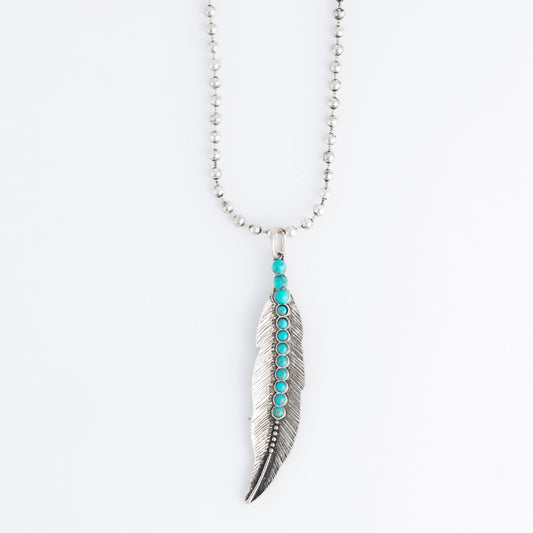 Torry Genuine Turquoise Feather 18" Pendant Necklace