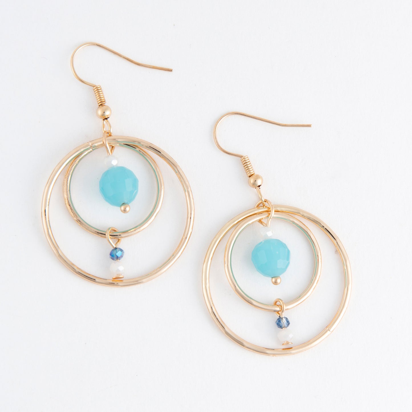 Acadia Faceted Bead Double Ring Earrings