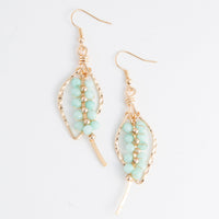 Acadia Soft Mint Glass Bead Gold Teardrop Earrings