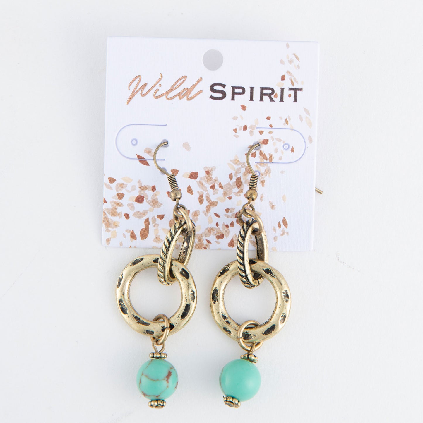 Wild Spirit Turquoise Beaded Gold Ring Earrings