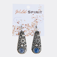 Wild Spirit Silver Oval Lapis Stone Teardrop Earrings
