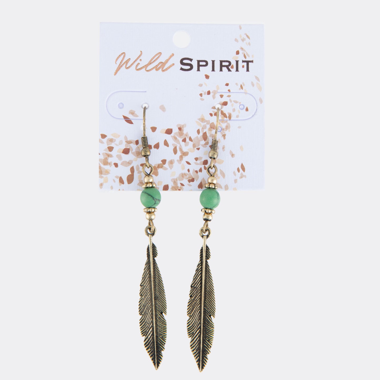 Wild Spirit Gold Feather Beaded Earrings
