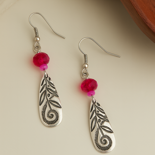 Wild Spirit Two Tone Beaded Silver Tear Drop Earrings