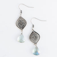 Wild Spirit Faceted Bead Silver Flower Earrings