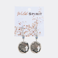 Wild Spirit Blue Beaded Silver Cross Disc Earrings