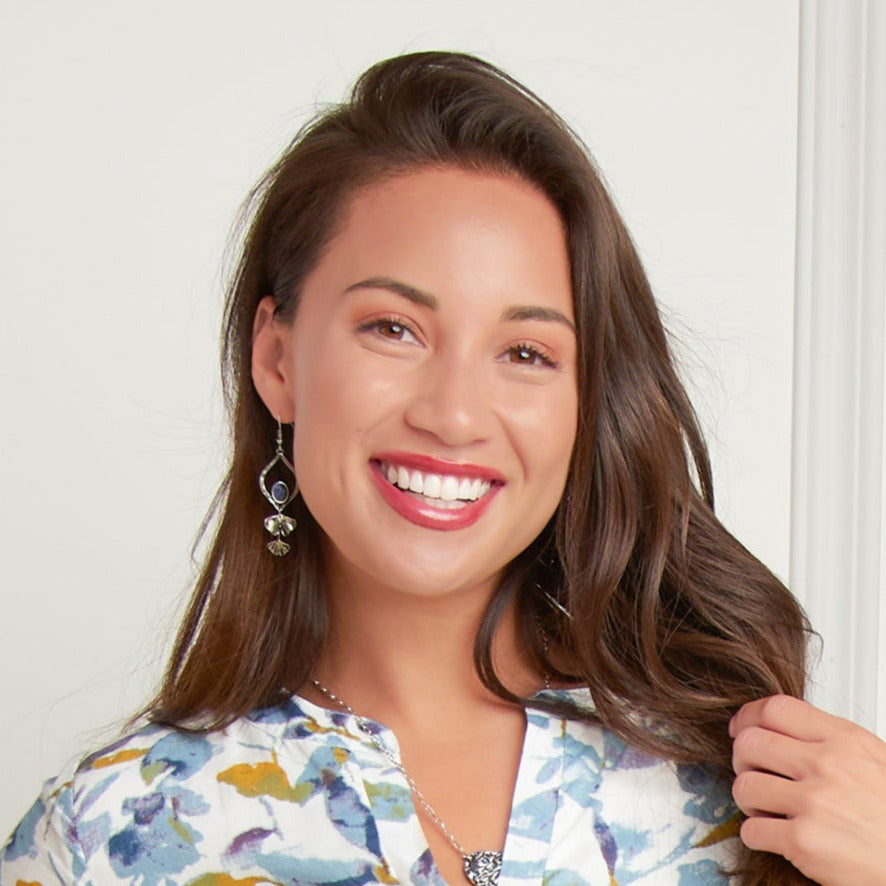 Wild Spirit Silver Rhombus Sodalite Drop Earrings