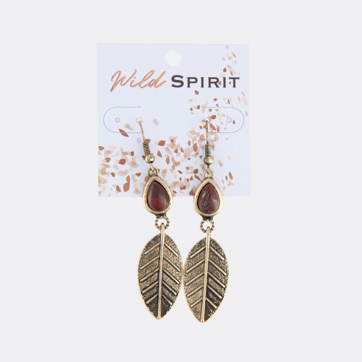 Wild Spirit Rainbow Jasper Gold Leaf Drop Earrings