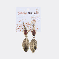 Wild Spirit Rainbow Jasper Gold Leaf Drop Earrings
