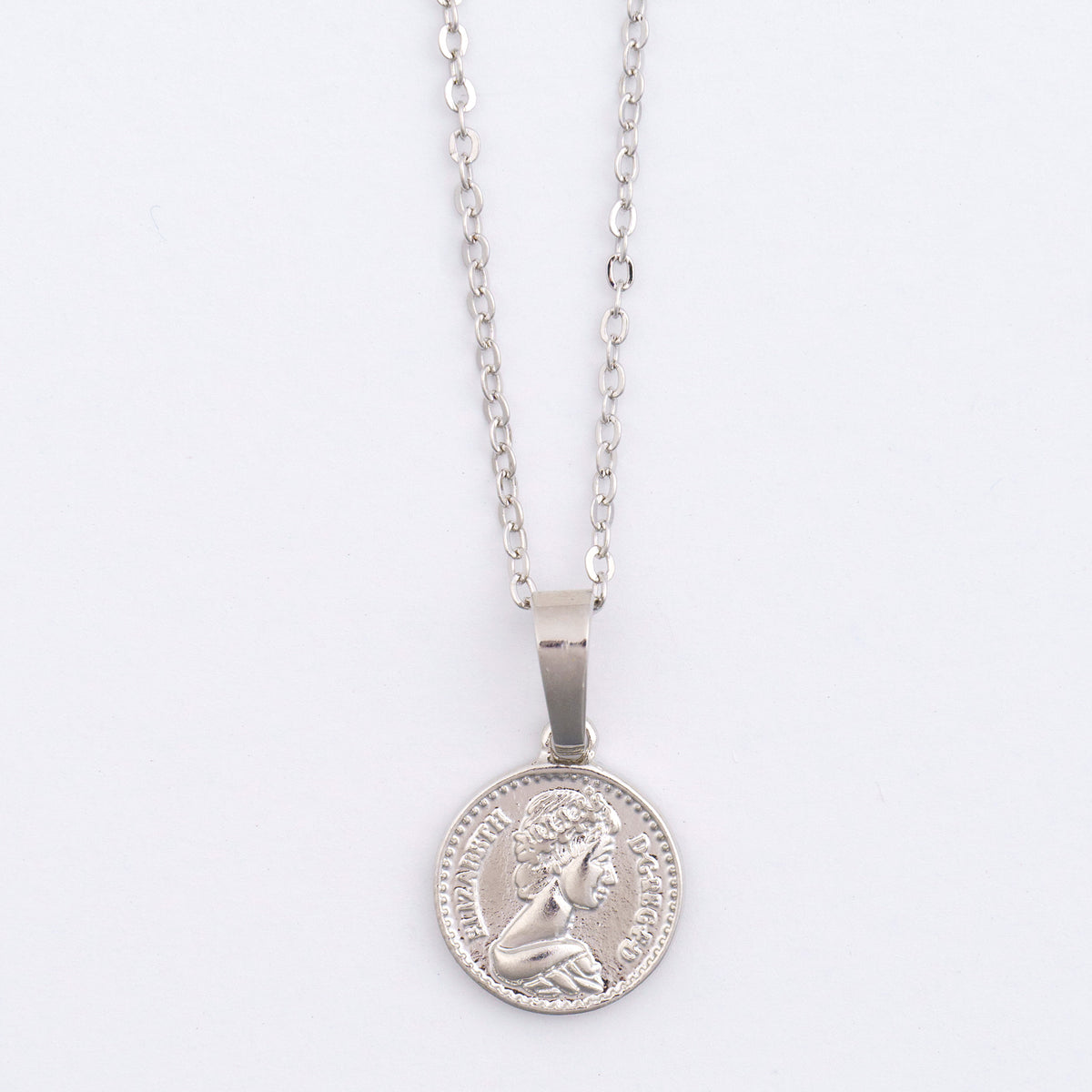 Dainty Silver Coin Charm Necklace