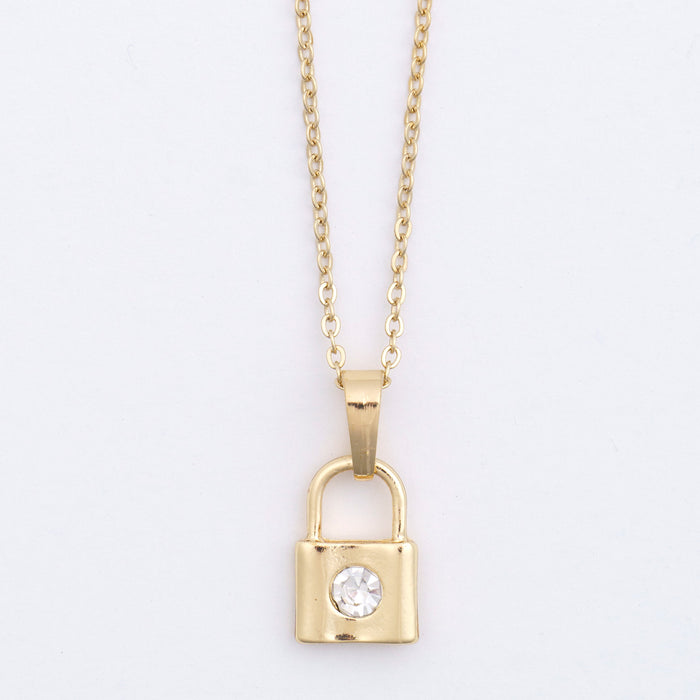Dainty Padlock Charm Necklace