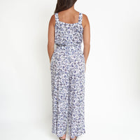 Amerie Floral Sleeveless Scoop Neck Crepe Wide Leg Jumpsuit