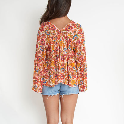Kinsley Tiered V- Neck Long Sleeve Blouse