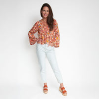 Kinsley Tiered V- Neck Long Sleeve Blouse