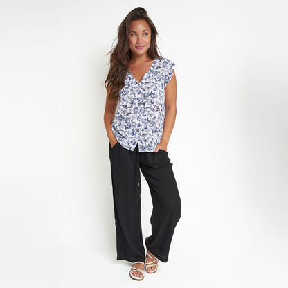 Nika Lightweight Crepe Wide Leg Drawstring Pants