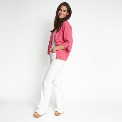 Dylan Cotton Gauze 3/4 Sleeve Button Up Top