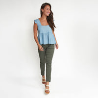 Delaney Chambray Babydoll Tank Top