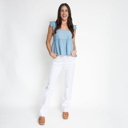 Delaney Chambray Babydoll Tank Top