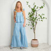 Delaney Chambray Babydoll Tank Top