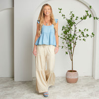 Delaney Chambray Babydoll Tank Top