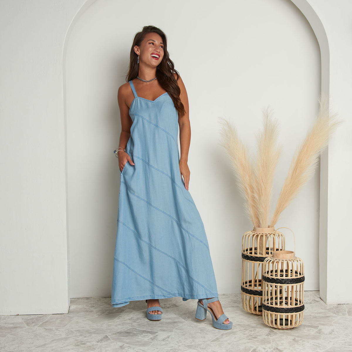bailey blue maxi dress Azazie Bailey