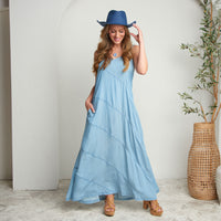 Bailey Chambray V-Neck Maxi Dress