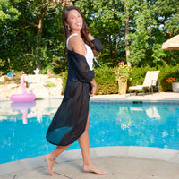 Allira Black Tie Waist Cover Up Beach Dress