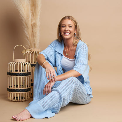 Catalina Knit Half Sleeve Button Up Top