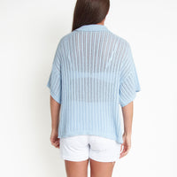 Catalina Knit Half Sleeve Button Up Top