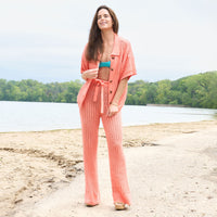 Catalina Knit Half Sleeve Button Up Top