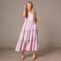 Magnolia Tiered Chambray Sleeveless Maxi Dress