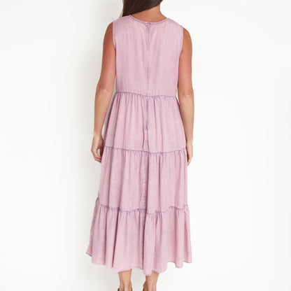 Magnolia Tiered Chambray Sleeveless Maxi Dress