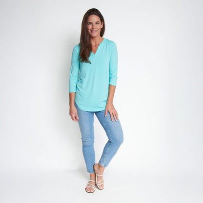 Daisy 3/4 Sleeve V-Neck Jersey Poolside Tunic Blouse