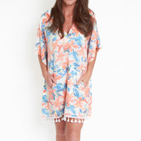 Naomi  Tangerine Hooded One Size Poncho Swim Cover Up