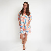 Naomi  Tangerine Hooded One Size Poncho Swim Cover Up