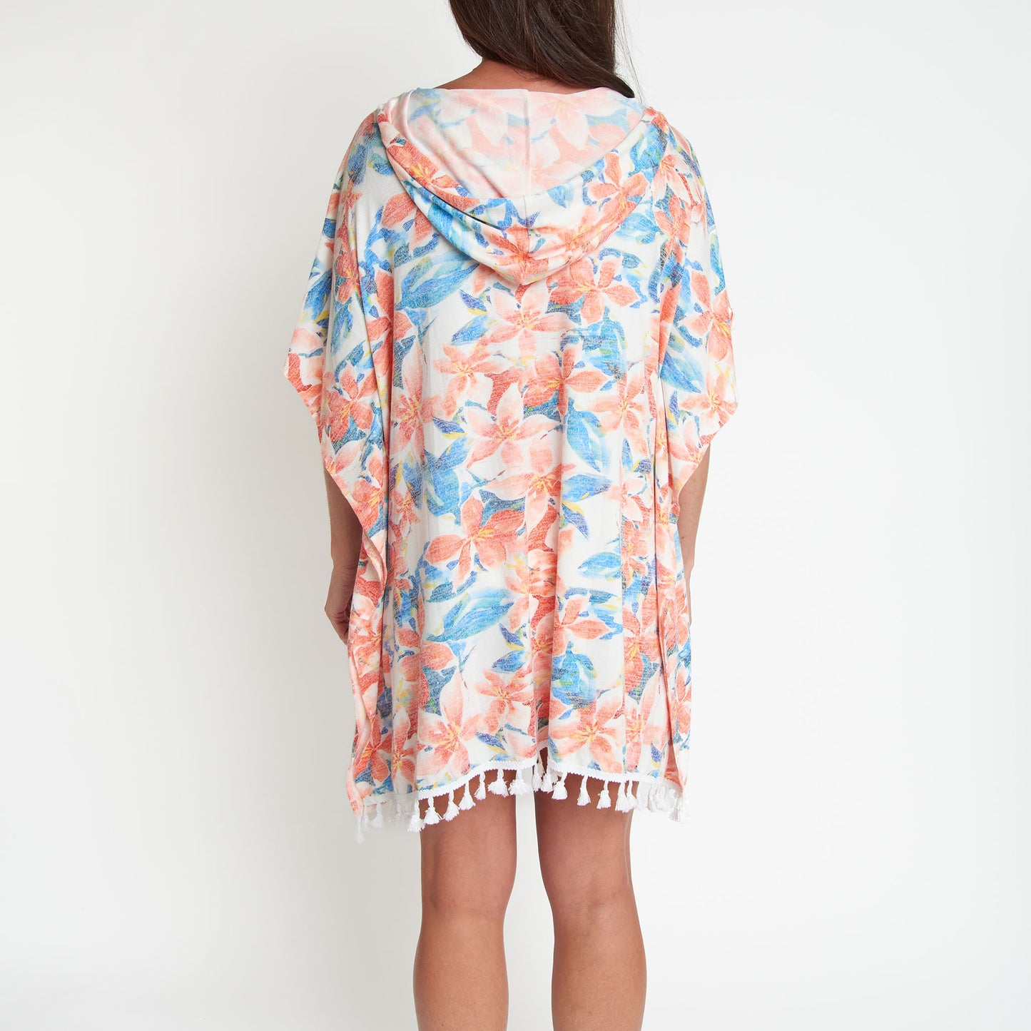 Naomi  Tangerine Hooded One Size Poncho Swim Cover Up