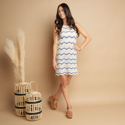 Kala Striped Sleeveless Scoop Neck Crochet Dress