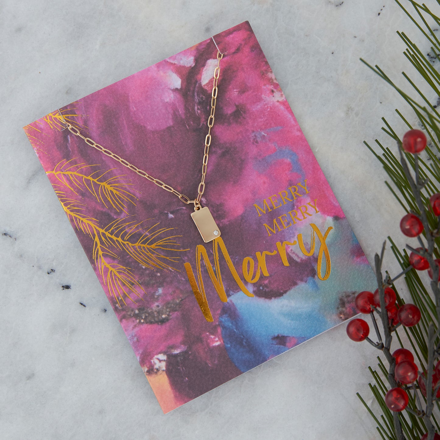 Amira Merry Greeting Card with Pendant Necklace