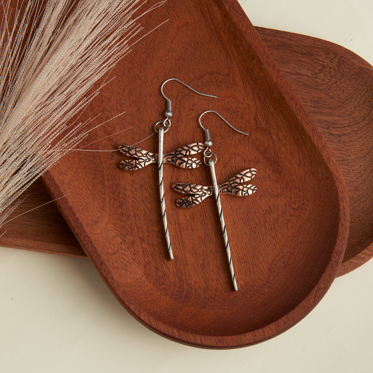 Wild Spirit Western Copper Dragonfly Drop Earrings