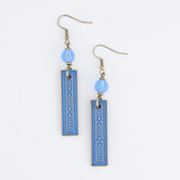 Wild Spirit Western Textured Blue Bar Drop Earrings