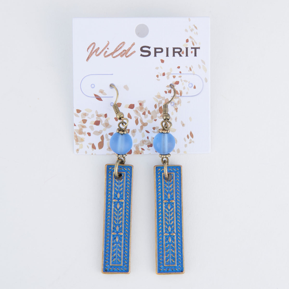 Wild Spirit Western Textured Blue Bar Drop Earrings
