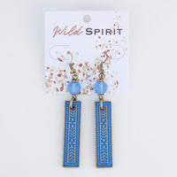 Wild Spirit Western Textured Blue Bar Drop Earrings