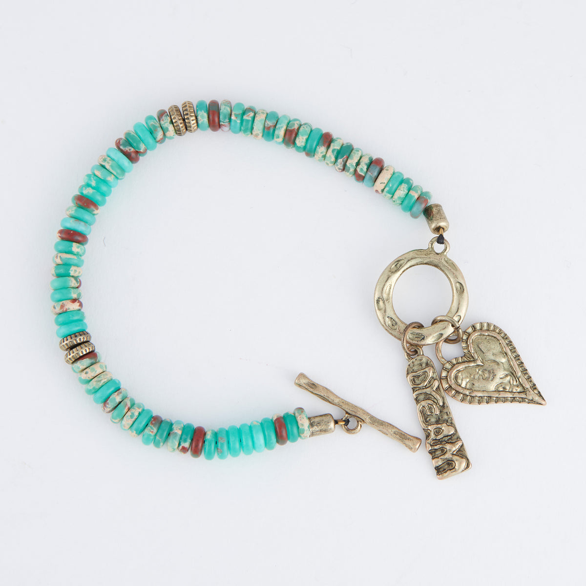Wild Spirit Wyatt Turquoise Heart Charm Toggle Bracelet