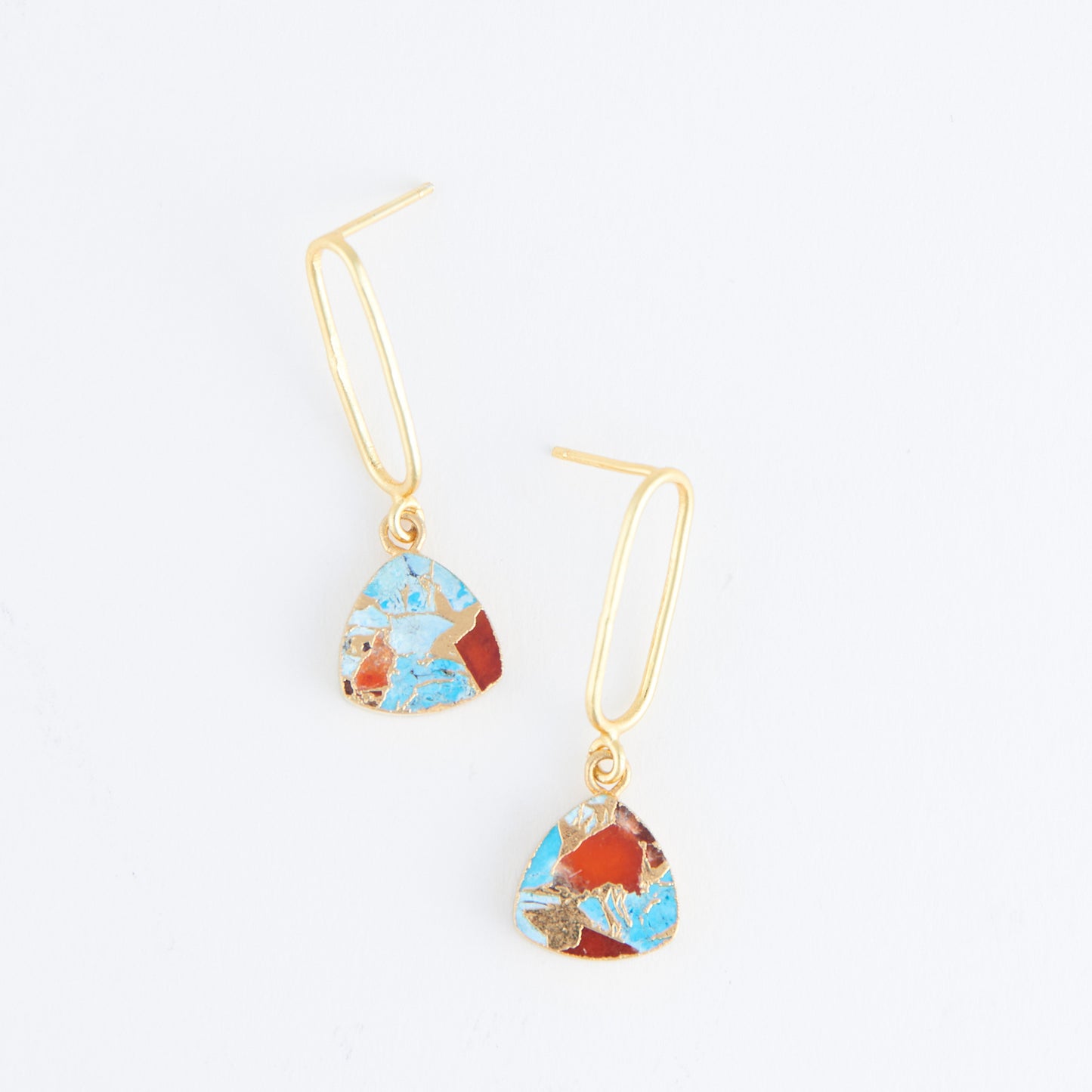 Tahani Textured Genuine Stone 18K Gold Drop Earrings
