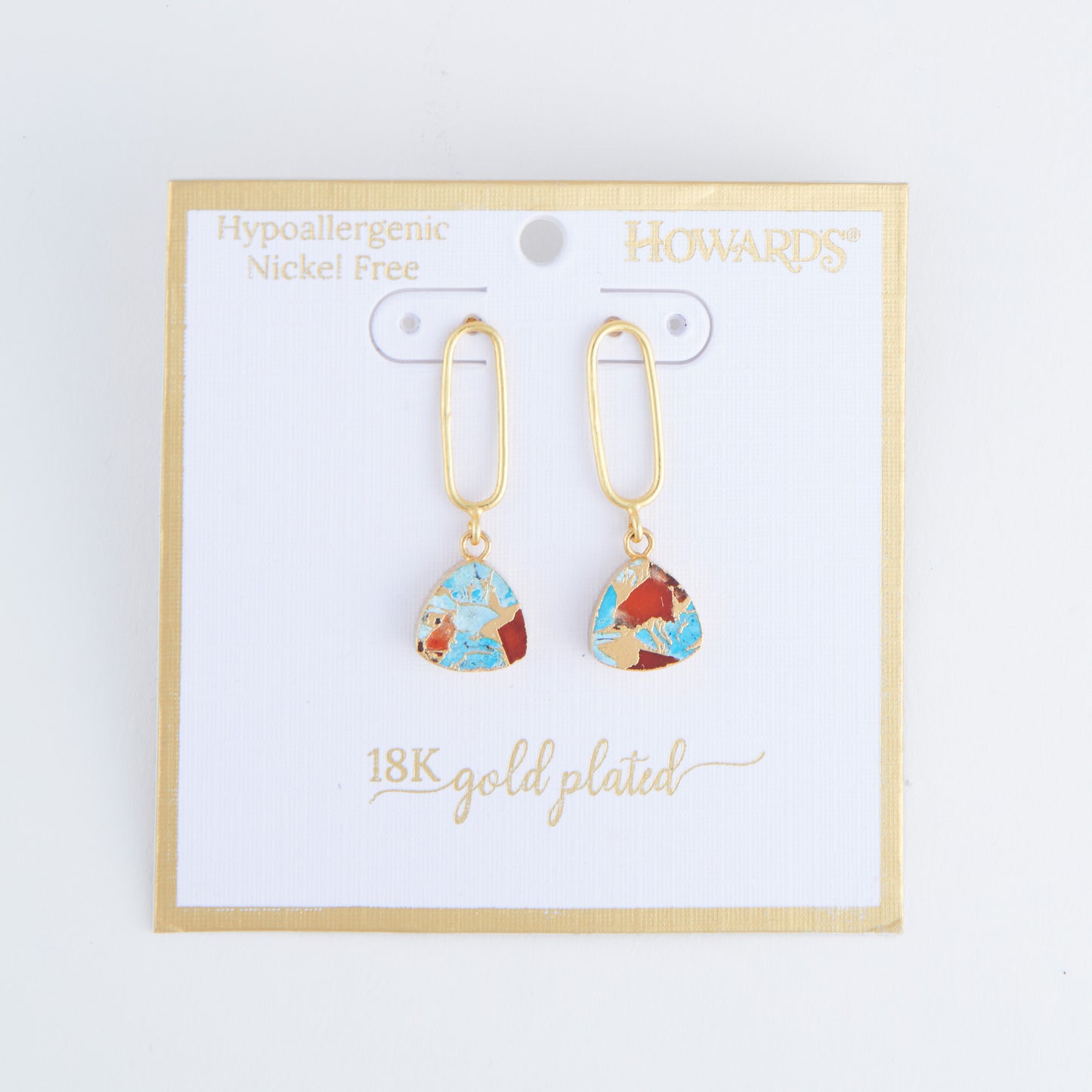Tahani Textured Genuine Stone 18K Gold Drop Earrings