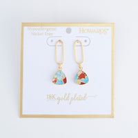 Tahani Textured Genuine Stone 18K Gold Drop Earrings