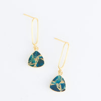 Tahani Textured Genuine Stone 18K Gold Drop Earrings