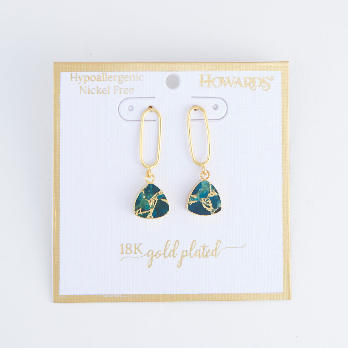 Tahani Textured Genuine Stone 18K Gold Drop Earrings