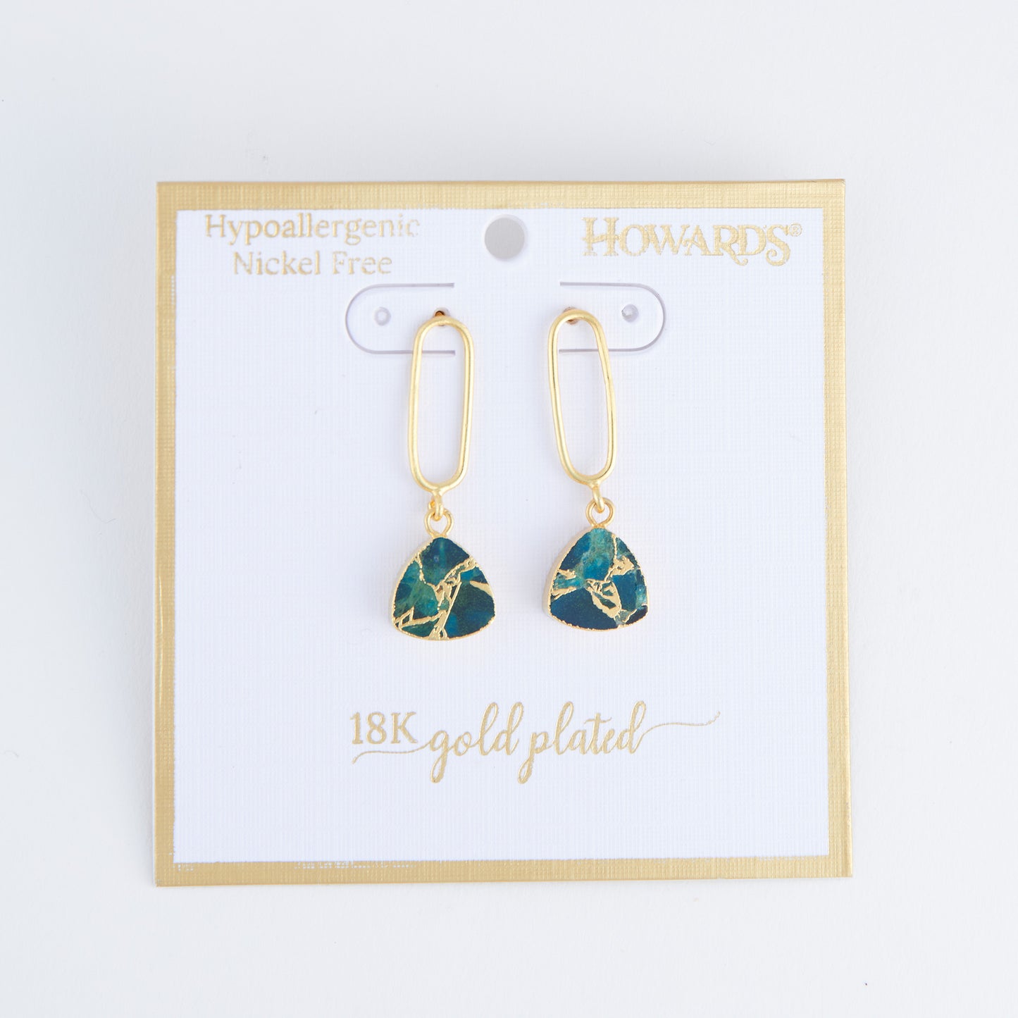 Tahani Textured Genuine Stone 18K Gold Drop Earrings