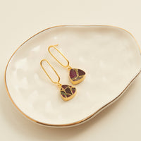 Tahani Textured Genuine Stone 18K Gold Drop Earrings