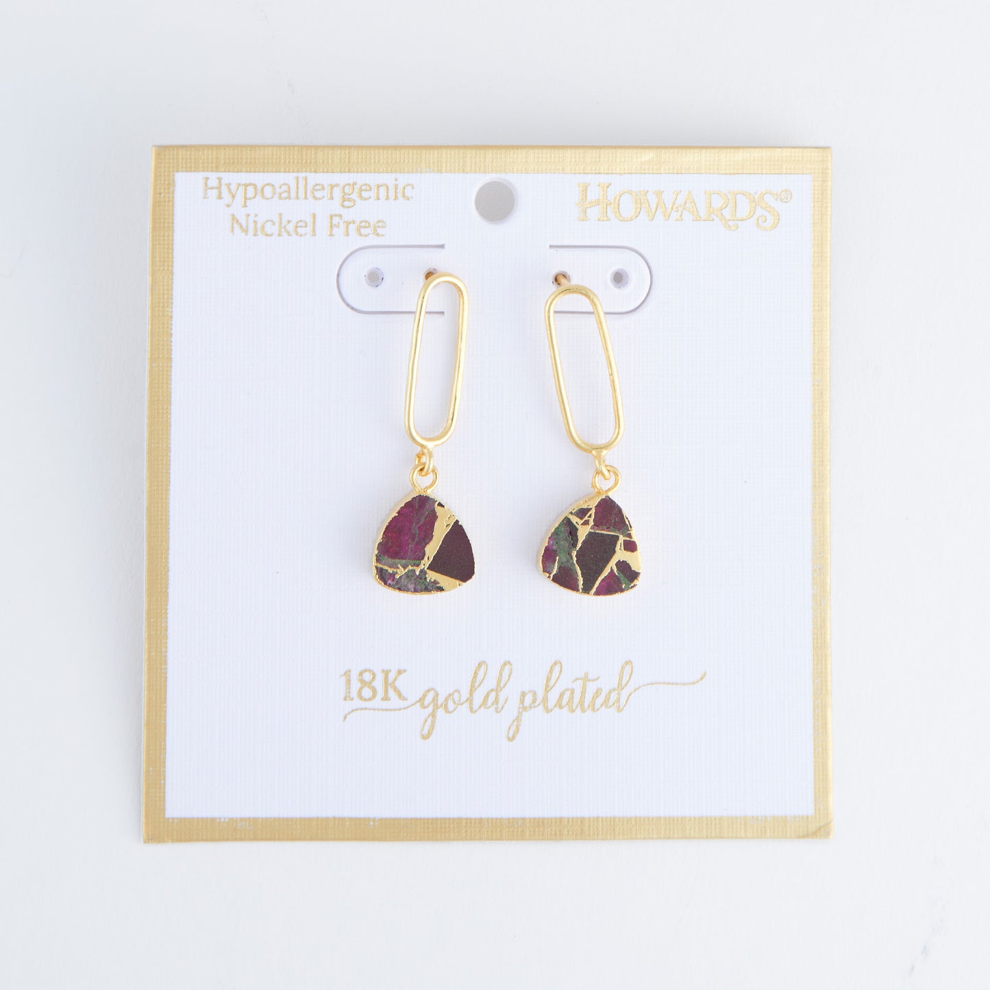 Tahani Textured Genuine Stone 18K Gold Drop Earrings